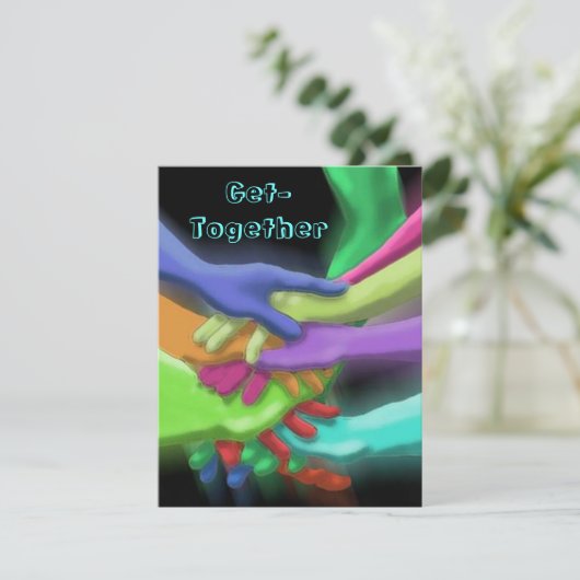 NEON HANDS STACKED GET-SATHER ARTIJ INVITATION KAART (Staand voorkant)