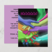 NEON HANDS STACKED SURPRISE SHHH ARTIJ INVITATION KAART (Voorkant / Achterkant)