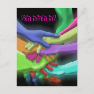 NEON HANDS STACKED SURPRISE SHHH ARTIJ INVITATION KAART