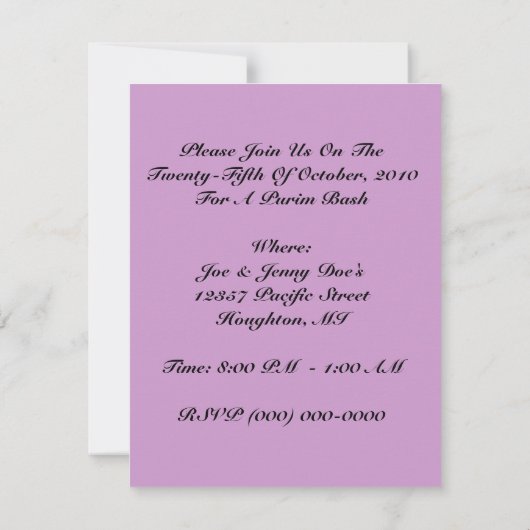 Neon Hands Stapelde Purim Party Bash Uitnodigingen (Achterkant)