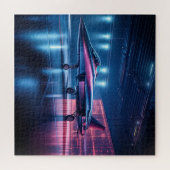 Neon Hangar Jet - Cyberpunk Puzzel (Horizontaal)