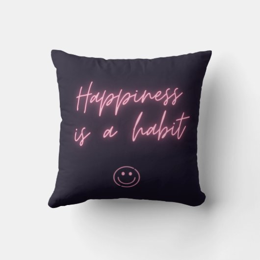 Neon Happiness is een Habit Art Kussen (Achterkant)