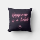 Neon Happiness is een Habit Art Kussen (Voorkant)