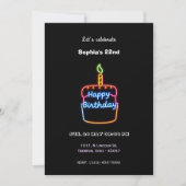 Neon Happy Birthday Cake Design - Leuk en levendig Kaart (Voorkant)