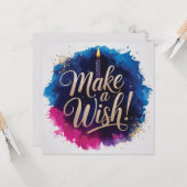 Neon Happy Birthday Design Kaart (Voorkant / Achterkant in situ)