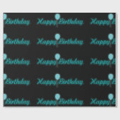 Neon Happy Birthday Sign Cadeaupapier (Vlak)
