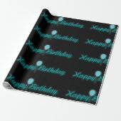 Neon Happy Birthday Sign Cadeaupapier (Uitgerold)