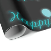 Neon Happy Birthday Sign Cadeaupapier (Rol Hoek)