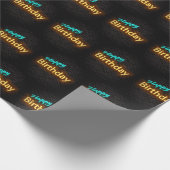 Neon Happy Birthday Sign on Brick Cadeaupapier (Hoek)