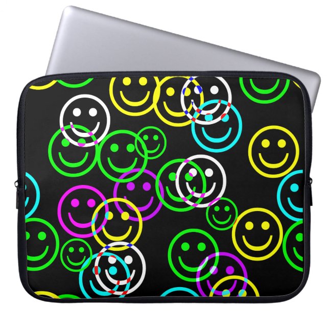 Neon Happy Face-laptophoes Laptop Sleeve (Voorkant)