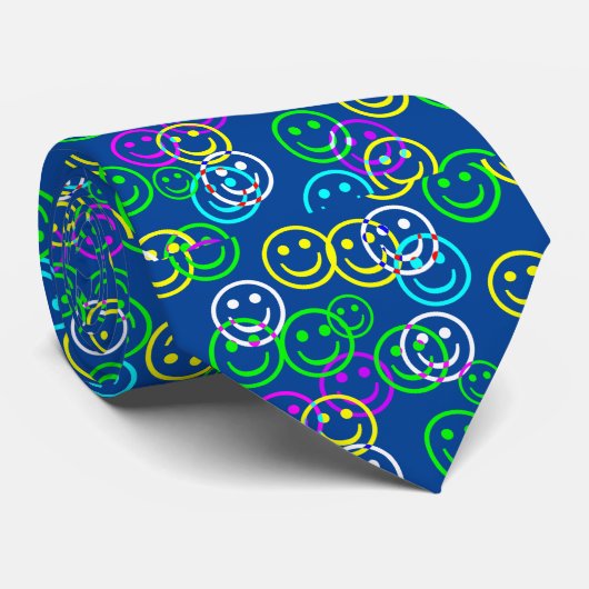 Neon Happy Face Stropdas (Opgerold)