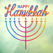 Neon Happy Hanukkah Menorah Raamsticker (Vel 3)
