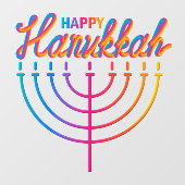 Neon Happy Hanukkah Menorah Raamsticker (Vel)
