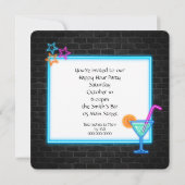 Neon Happy Hour Party Kaart (Achterkant)