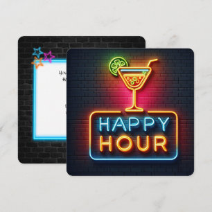 Neon Happy Hour Party Kaart