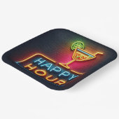 Neon Happy Hour Sign Papieren Bordje (Gebogen)