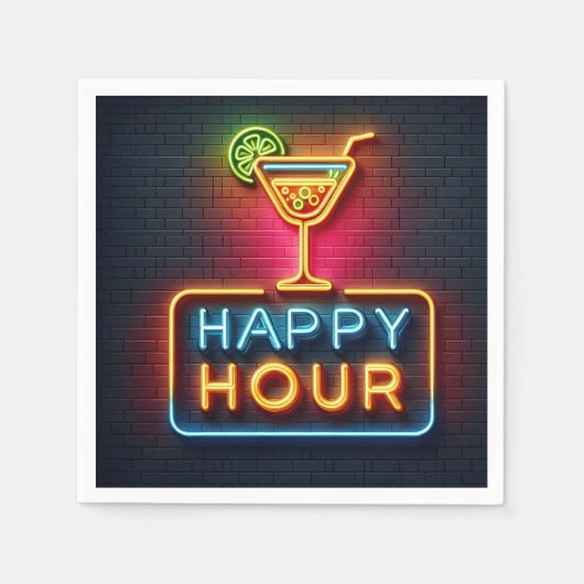 Neon Happy Hour Sign Servet (Voorkant)