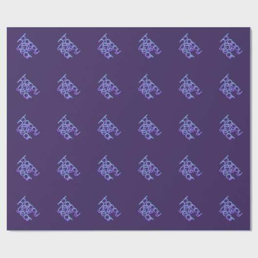 Neon Happy Nieuwjaar Cadeaupapier (Vlak)