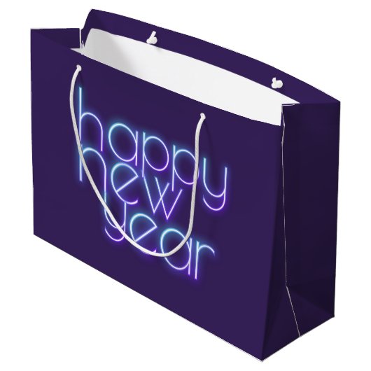 Neon Happy Nieuwjaar Groot Cadeauzakje (Achterkant Gekanteld)