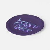 Neon Happy Nieuwjaar Papieren Bordje (Gekanteld)