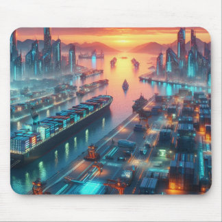Neon Harbor Sunset Muismat