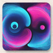 Neon Harmony: Een moderne interpretatie van Yin Ya Bier Onderzetter (Voorkant)