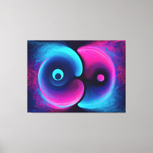 Neon Harmony: Een moderne interpretatie van Yin Ya Canvas Afdruk