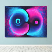 Neon Harmony: Een moderne interpretatie van Yin Ya Canvas Afdruk (Insitu (Houten vloer))