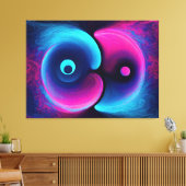 Neon Harmony: Een moderne interpretatie van Yin Ya Canvas Afdruk (Insitu (Woonkamer))