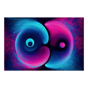 Neon Harmony: Een moderne interpretatie van Yin Ya Perfect Poster