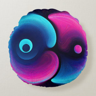 Neon Harmony: Een moderne interpretatie van Yin Ya Rond Kussen