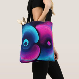 Neon Harmony: Een moderne interpretatie van Yin Ya Tote Bag