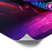 "Neon Harmony: Schattige 3D Boeddha in glas Poster (Hoek)