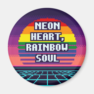 Neon Hart, Regenboog Ziel Pride Pixel Magneet