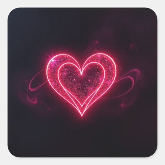 Neon Hart Valentijns Square Sticker (Voorkant)