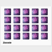 Neon Hart Valentijnsdag Vierkante Sticker (Vel)