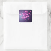 Neon Hart Valentijnsdag Vierkante Sticker (Tas)