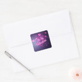 Neon Hart Valentijnsdag Vierkante Sticker (Envelop)