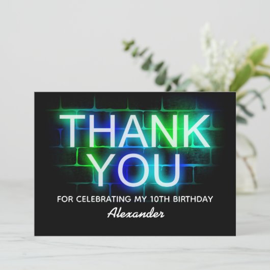 Neon Hartelijk dank Bedankkaart (Staand voorkant)