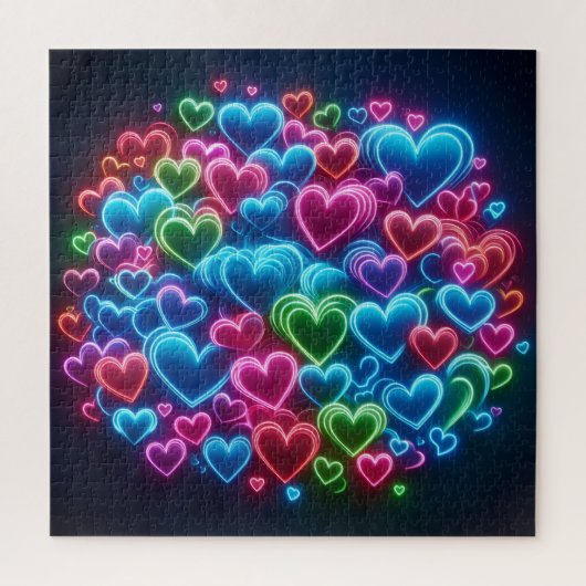 Neon Harten Legpuzzel (Verticaal)