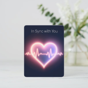 Neon Hartslag Gloeiend Symbool van Liefde Valentij Feestdagenkaart