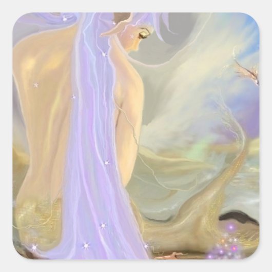 Neon Hazard Mermaid Vierkante Sticker (Voorkant)