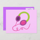 Neon Headphones Briefkaart (Voorkant / Achterkant)