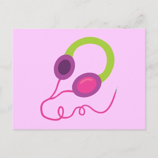 Neon Headphones Briefkaart (Voorkant)