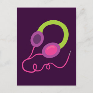 Neon Headphones Briefkaart