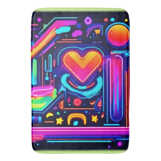 Neon Heart Chaos Badmat (Voorkant Verticaal)
