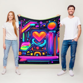 Neon Heart Chaos Fleece Deken