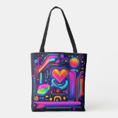 Neon Heart Chaos Tote Bag (Achterkant)