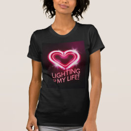 Neon Heart "Lighting Up My Life" Ontwerp T-shirt