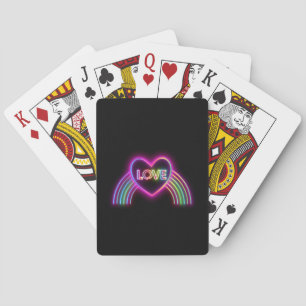 Neon Heart op regenboog Pokerkaarten